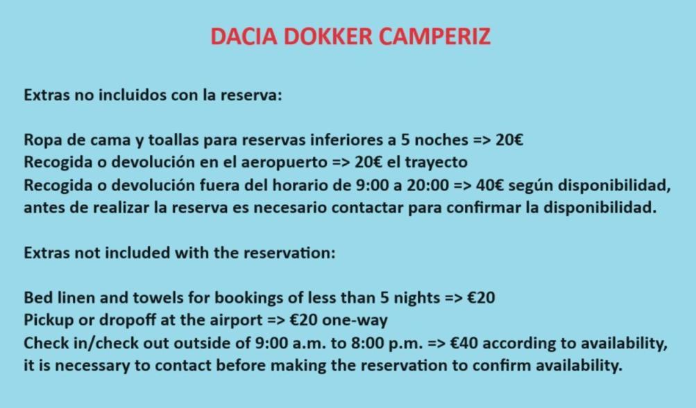 Dacia Dokker Camperiz Palma de Maiorca Exterior foto